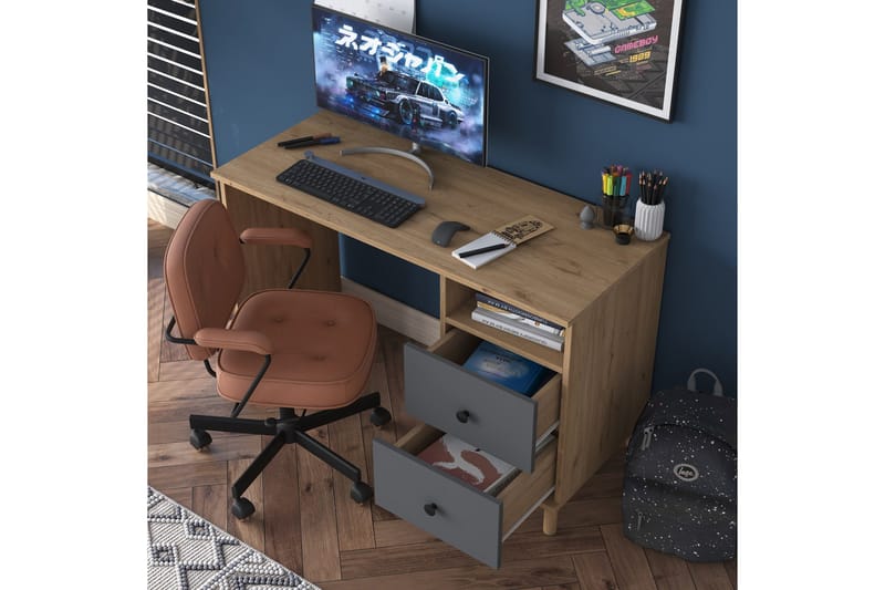 Eireann Kirjoituspöytä 50x120 cm - Pähkinäpuu/Antrasiitti - Huonekalut - Pöytä & ruokailuryhmä - Työpöytä - Tietokonepöytä