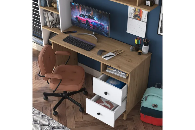 Eireann Kirjoituspöytä 50x120 cm - Pähkinäpuu/Valkoinen - Huonekalut - Pöytä & ruokailuryhmä - Työpöytä - Tietokonepöytä