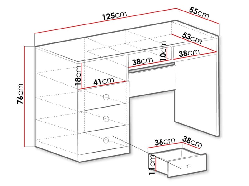 Elvaren Kirjoituspöytä 125 cm - Huonekalut - Pöytä & ruokailuryhmä - Työpöytä - Tietokonepöytä