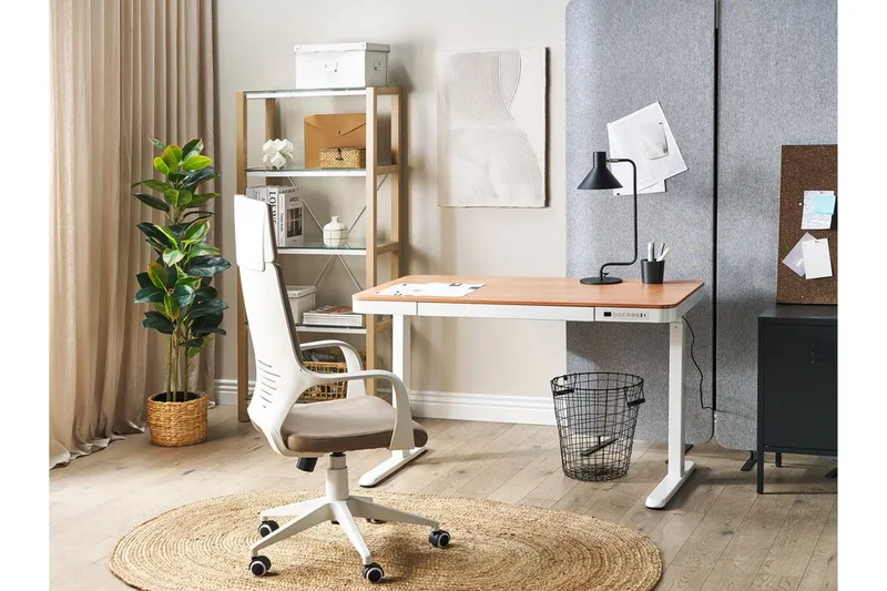 Farhan Työpöytä 60x120 cm - Valkoinen/Vaalea puu - Huonekalut - Pöytä & ruokailuryhmä - Työpöytä - Tietokonepöytä