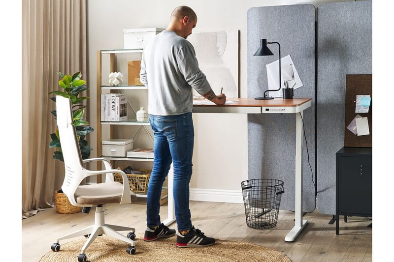 Farhan Työpöytä 60x120 cm - Valkoinen/Vaalea puu - Huonekalut - Pöytä & ruokailuryhmä - Työpöytä - Tietokonepöytä