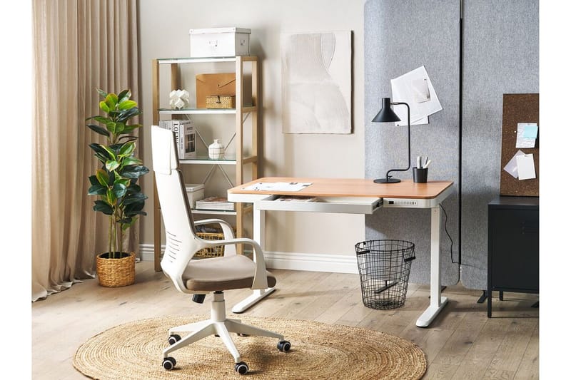 Farhan Työpöytä 60x120 cm - Valkoinen/Vaalea puu - Huonekalut - Pöytä & ruokailuryhmä - Työpöytä - Tietokonepöytä