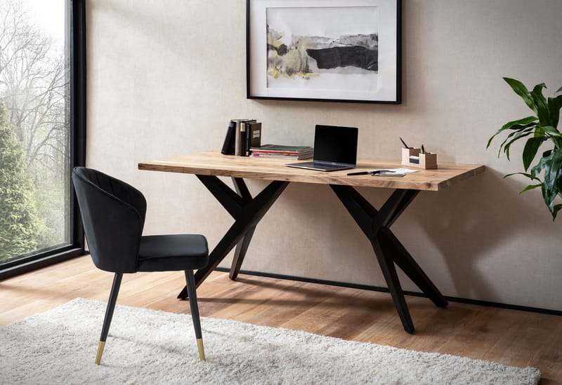 Fenaro-kirjoituspöytä 180x90 cm teollinen tyyli - Vaalean kullanruskea ja mattamusta - Huonekalut - Pöytä & ruokailuryhmä - Työpöytä - Tietokonepöytä