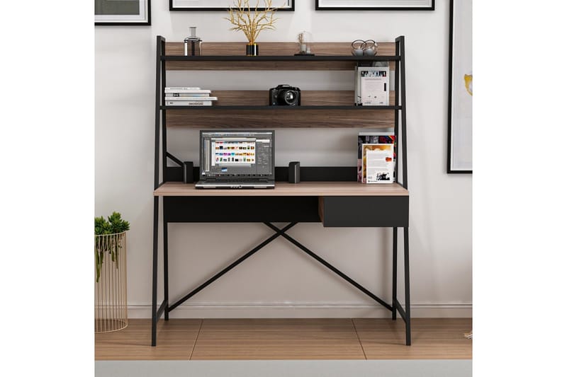 Garavelo Kirjoituspöytä 25x124 cm - Pähkinäpuu/Musta - Huonekalut - Pöytä & ruokailuryhmä - Työpöytä - Tietokonepöytä