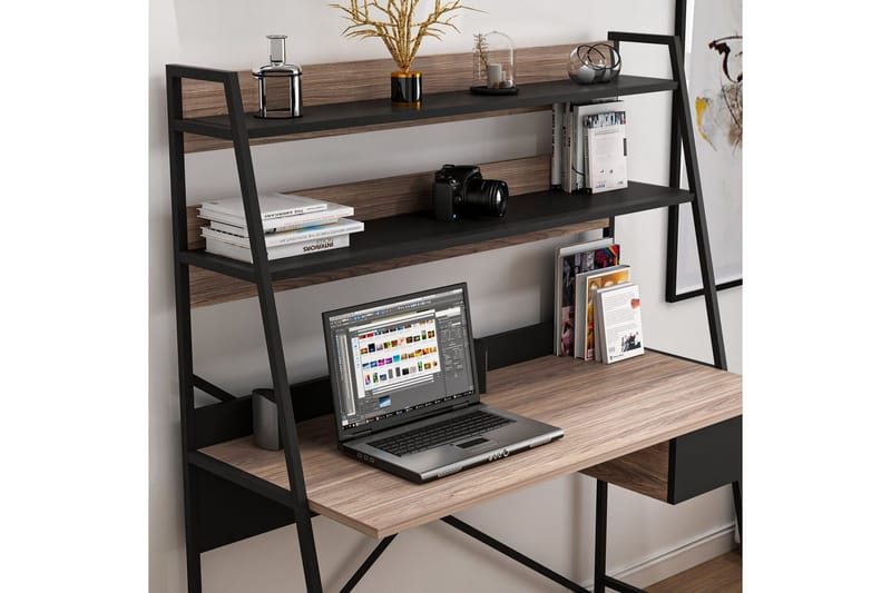 Garavelo Kirjoituspöytä 25x124 cm - Pähkinäpuu/Musta - Huonekalut - Pöytä & ruokailuryhmä - Työpöytä - Tietokonepöytä