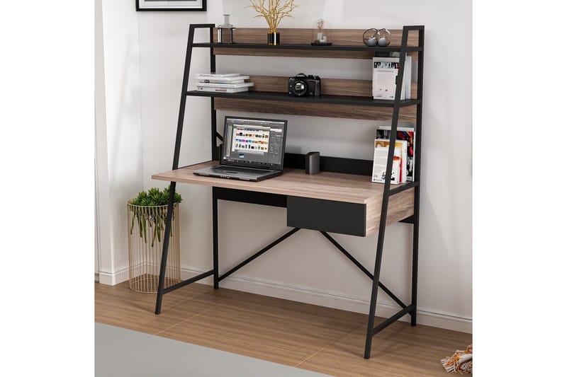 Garavelo Kirjoituspöytä 25x124 cm - Pähkinäpuu/Musta - Huonekalut - Pöytä & ruokailuryhmä - Työpöytä - Tietokonepöytä