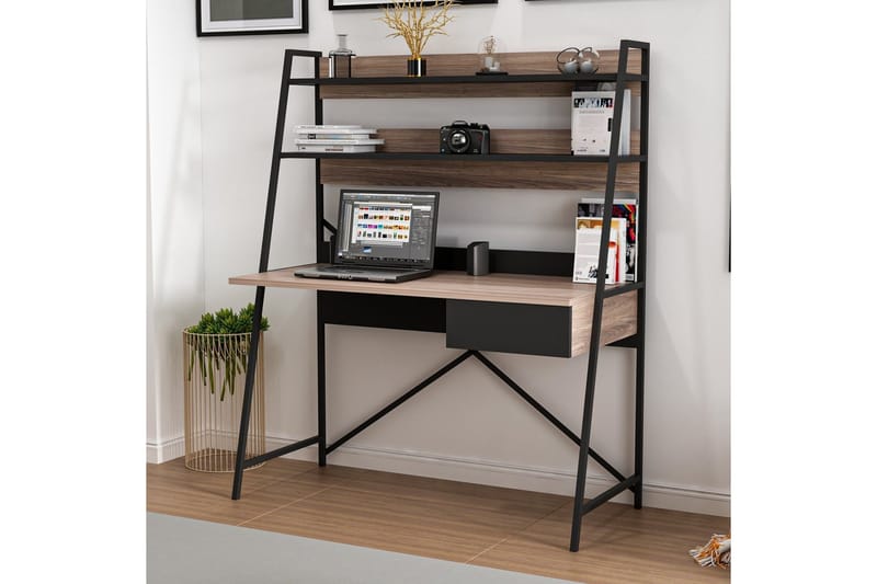 Garavelo Kirjoituspöytä 25x124 cm - Pähkinäpuu/Musta - Huonekalut - Pöytä & ruokailuryhmä - Työpöytä - Tietokonepöytä