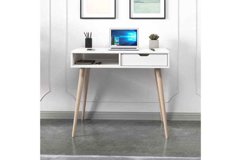 Gerard Kirjoituspöytä 60x90 cm - Valkoinen/Luonto - Huonekalut - Pöytä & ruokailuryhmä - Työpöytä - Tietokonepöytä