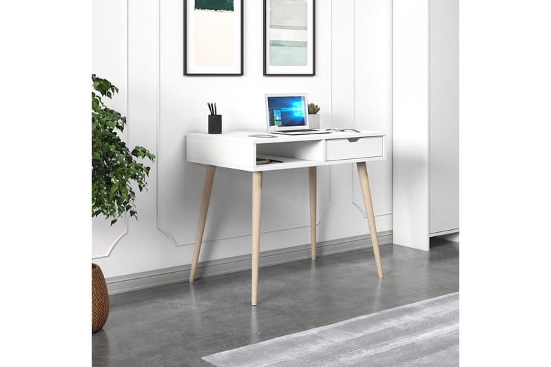 Gerard Kirjoituspöytä 60x90 cm - Valkoinen/Luonto - Huonekalut - Pöytä & ruokailuryhmä - Työpöytä - Tietokonepöytä