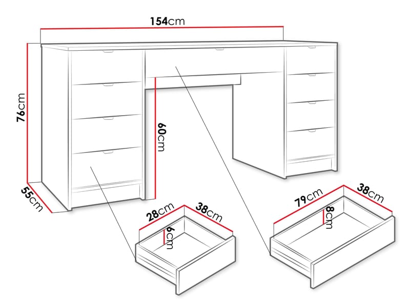 Gudelia-työpöytä 154 cm - ruskea - Huonekalut - Pöytä & ruokailuryhmä - Työpöytä - Tietokonepöytä