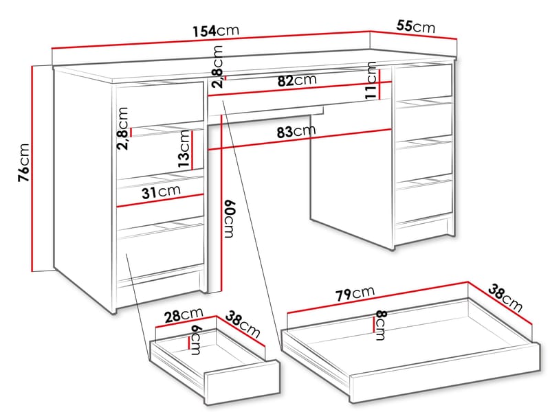 Harland-työpöytä 154 cm - vaaleanruskea - Huonekalut - Pöytä & ruokailuryhmä - Työpöytä - Tietokonepöytä