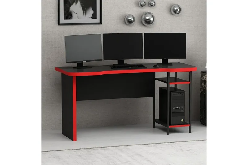 Hind Pelipöytä 150x60 cm - Musta/Punainen - Huonekalut - Pöytä & ruokailuryhmä - Työpöytä
 - Pelipöytä