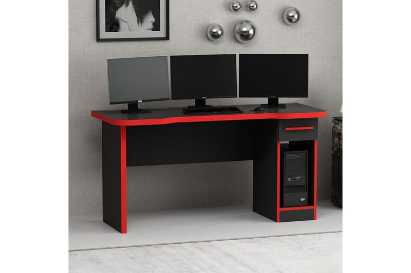 Hind Pelipöytä 150x60 cm - Musta/Punainen - Huonekalut - Pöytä & ruokailuryhmä - Työpöytä
 - Pelipöytä