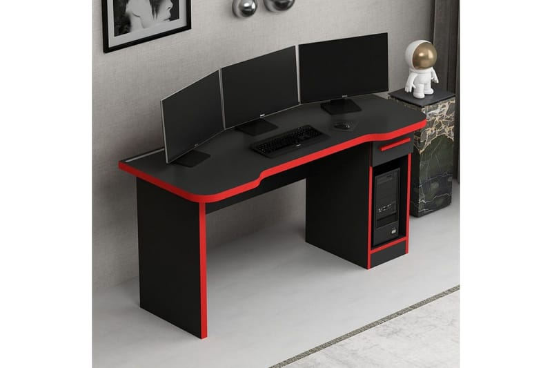 Hind Pelipöytä 150x60 cm - Musta/Punainen - Huonekalut - Pöytä & ruokailuryhmä - Työpöytä
 - Pelipöytä