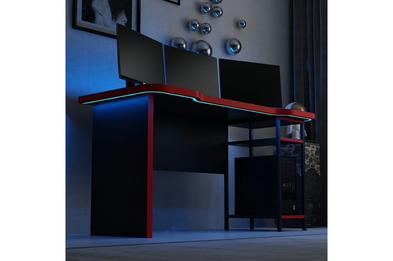 Hind Pelipöytä 150x60 cm - Musta/Punainen - Huonekalut - Pöytä & ruokailuryhmä - Työpöytä
 - Pelipöytä