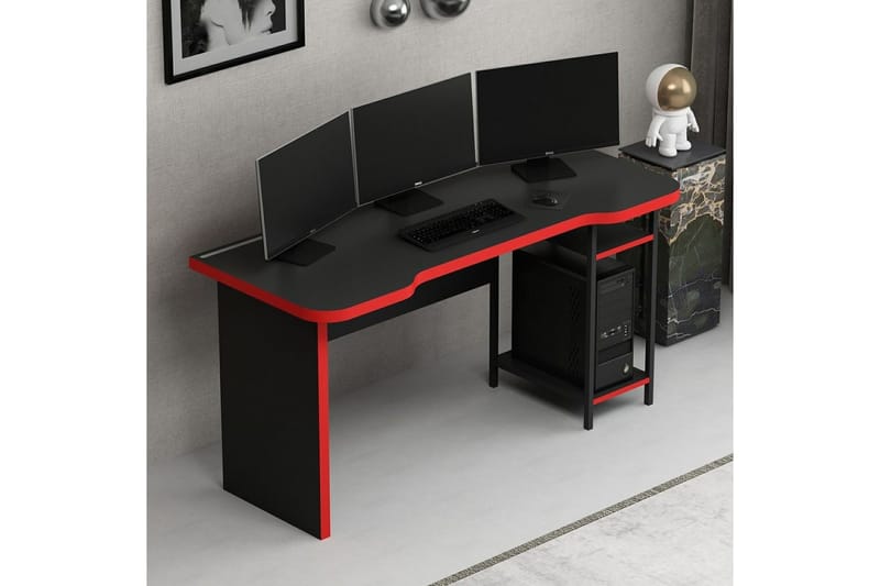 Hind Pelipöytä 150x60 cm - Musta/Punainen - Huonekalut - Pöytä & ruokailuryhmä - Työpöytä
 - Pelipöytä