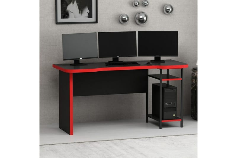 Hind Pelipöytä 150x60 cm - Musta/Punainen - Huonekalut - Pöytä & ruokailuryhmä - Työpöytä
 - Pelipöytä