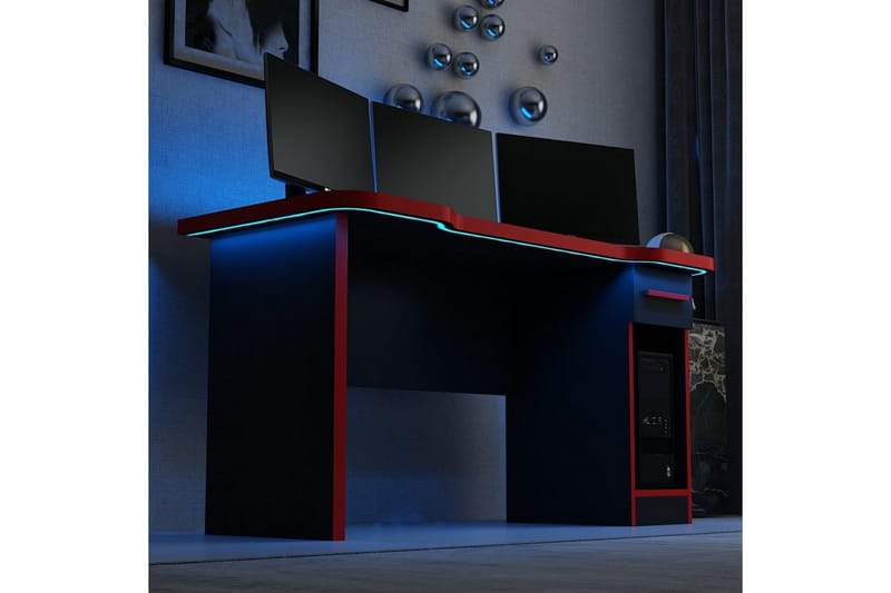 Hind Pelipöytä 150x60 cm - Musta/Punainen - Huonekalut - Pöytä & ruokailuryhmä - Työpöytä
 - Pelipöytä