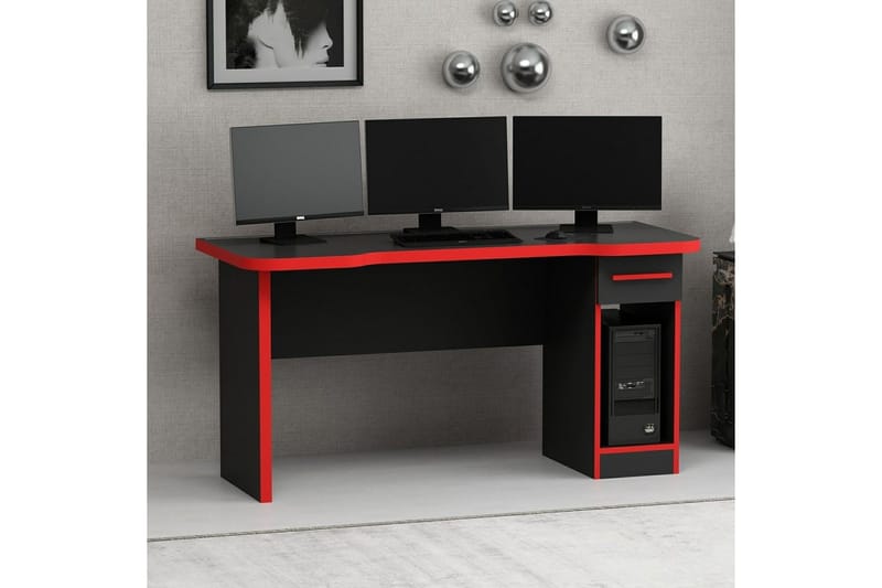 Hind Pelipöytä 150x60 cm - Musta/Punainen - Huonekalut - Pöytä & ruokailuryhmä - Työpöytä
 - Pelipöytä