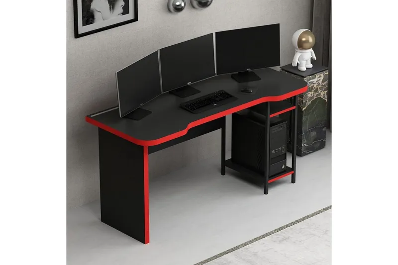 Hind Pelipöytä 150x60 cm - Musta/Punainen - Huonekalut - Pöytä & ruokailuryhmä - Työpöytä
 - Pelipöytä