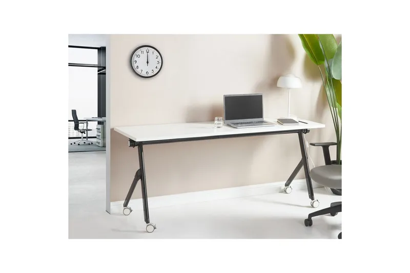 Hopfällbart skrivbord Beliani Bendi Ljus trä/svart, 120x60x75 cm White||Black 180x60x75 cm - Huonekalut - Pöytä & ruokailuryhmä - Työpöytä - Tietokonepöytä