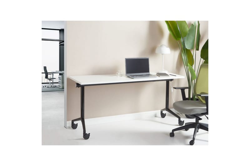 Hopfällbart skrivbord Beliani Cavi Ljus trä/svart, 120x60x75 cm White||Black 160x60x75 cm - Huonekalut - Pöytä & ruokailuryhmä - Työpöytä - Tietokonepöytä