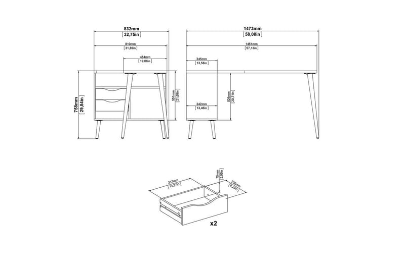 Hostafranc Kirjoituspöytä 81x145,1 cm - Luonnonväri - Huonekalut - Pöytä & ruokailuryhmä - Työpöytä
 - Tietokonepöytä