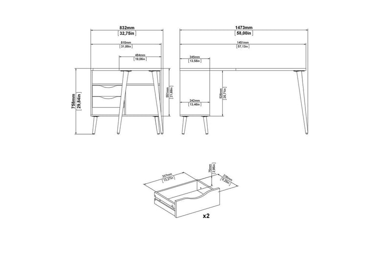 Hostafranc Kirjoituspöytä 81x145,1 cm - Luonnonväri - Huonekalut - Pöytä & ruokailuryhmä - Työpöytä - Kirjoituspöytä