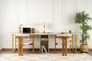 Hu Kirjoituspöytä 60x240 cm - Beige/Kulta - Huonekalut - Pöytä & ruokailuryhmä - Työpöytä - Tietokonepöytä