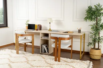 Hu Kirjoituspöytä 60x240 cm - Beige/Kulta - Huonekalut - Pöytä & ruokailuryhmä - Työpöytä - Tietokonepöytä