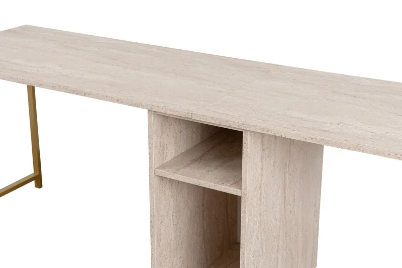 Hu Kirjoituspöytä 60x240 cm - Beige/Kulta - Huonekalut - Pöytä & ruokailuryhmä - Työpöytä - Tietokonepöytä