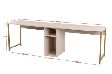 Hu Kirjoituspöytä 60x240 cm - Beige/Kulta - Huonekalut - Pöytä & ruokailuryhmä - Työpöytä - Tietokonepöytä