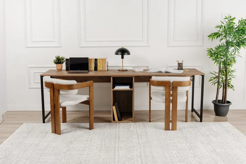 Hu Kirjoituspöytä 60x240 cm - Ruskea/Musta - Huonekalut - Pöytä & ruokailuryhmä - Työpöytä - Tietokonepöytä