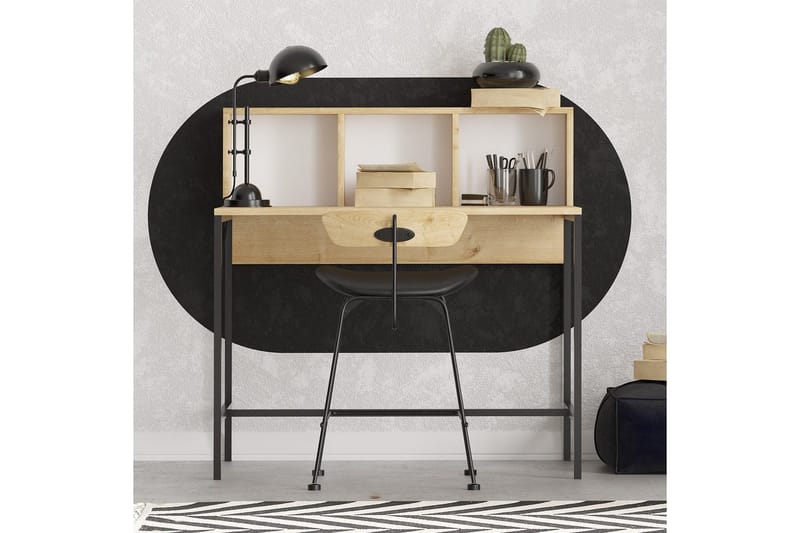 Jovra Kirjoituspöytä 60x100 cm - Tammi/Musta - Huonekalut - Pöytä & ruokailuryhmä - Työpöytä
 - Tietokonepöytä