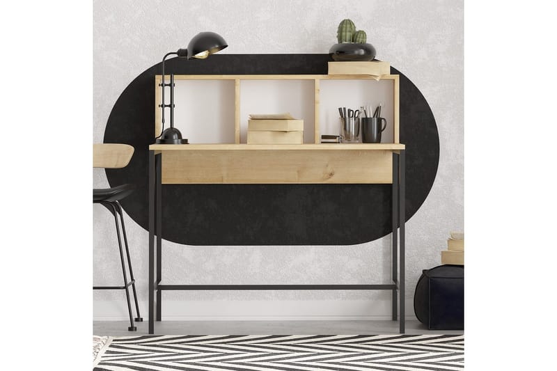 Jovra Kirjoituspöytä 60x100 cm - Tammi/Musta - Huonekalut - Pöytä & ruokailuryhmä - Työpöytä
 - Tietokonepöytä