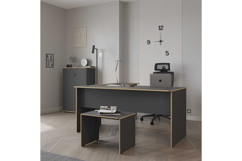 Kirjoituspöydät ja tietokonepöydät Kirjoituspöytä Quelanwich, antrasiitti / tammi Antracit, Red Colored Wood - Huonekalut - Pöytä & ruokailuryhmä - Työpöytä - Tietokonepöytä