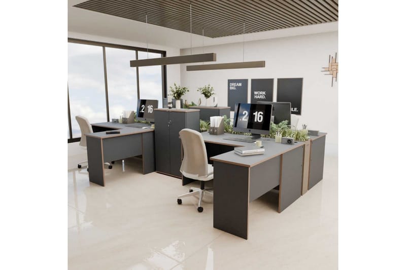 Kirjoituspöydät ja tietokonepöydät Kirjoituspöytä Quelanwich, antrasiitti / tammi Antracit, Red Colored Wood - Huonekalut - Pöytä & ruokailuryhmä - Työpöytä - Tietokonepöytä