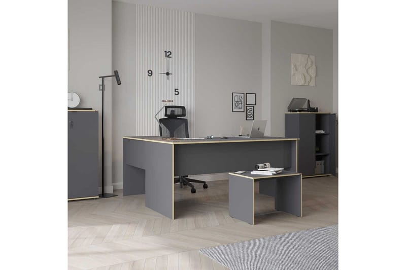 Kirjoituspöydät ja tietokonepöydät Kirjoituspöytä Quelanwich, antrasiitti / tammi Antracit, Red Colored Wood - Huonekalut - Pöytä & ruokailuryhmä - Työpöytä - Tietokonepöytä