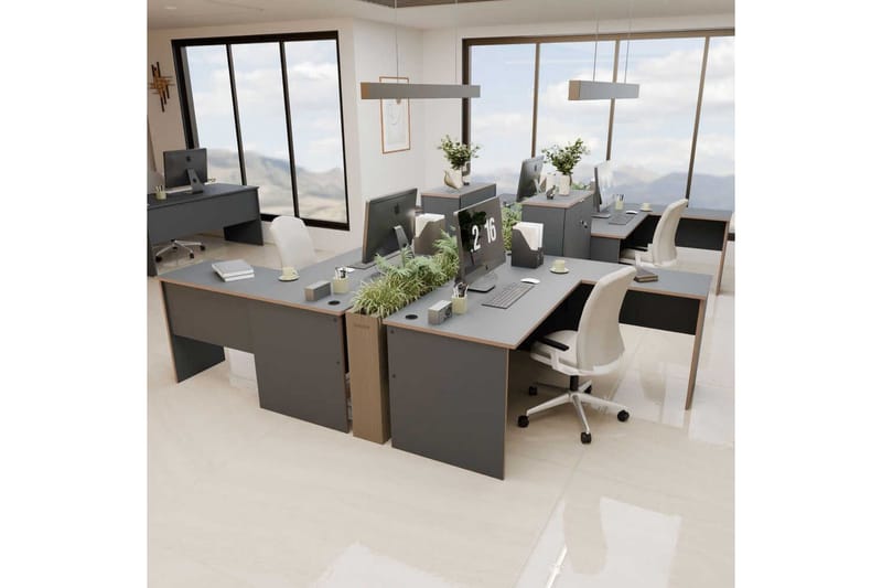 Kirjoituspöydät ja tietokonepöydät Kirjoituspöytä Quelanwich, antrasiitti / tammi Antracit, Red Colored Wood - Huonekalut - Pöytä & ruokailuryhmä - Työpöytä - Tietokonepöytä