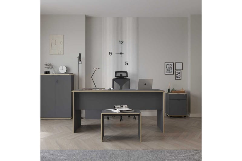 Kirjoituspöydät ja tietokonepöydät Kirjoituspöytä Quelanwich, antrasiitti / tammi Antracit, Red Colored Wood - Huonekalut - Pöytä & ruokailuryhmä - Työpöytä - Tietokonepöytä