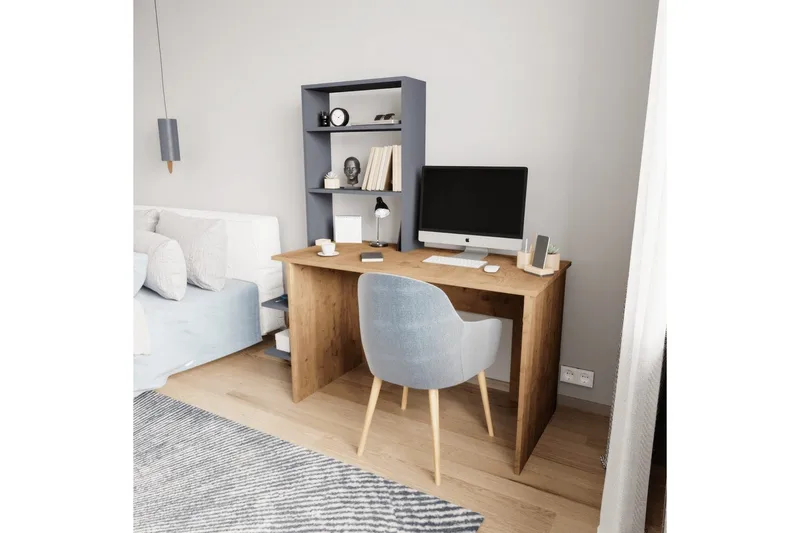 Kirjoituspöytä & Kirjahylly Sorav Tammi / Antrasiitti - Tammi / Antrasiitti - Huonekalut - Pöytä & ruokailuryhmä - Työpöytä - Tietokonepöytä