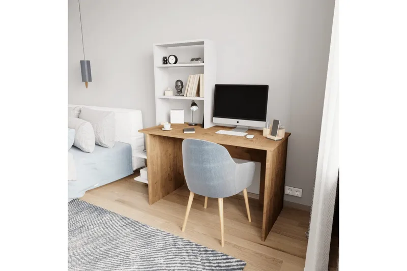 Kirjoituspöytä & Kirjahylly Sorav Tammi / Valkoinen - Tammi / Valkoinen - Huonekalut - Pöytä & ruokailuryhmä - Työpöytä - Tietokonepöytä