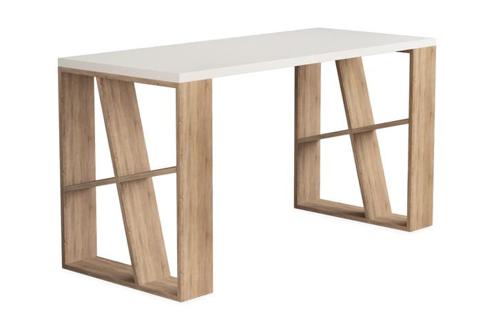 Kirjoituspöytä Adong 140 cm - Valkoinen/Vaaleanruskea - Tietokonepöytä
 - Kirjoituspöytä