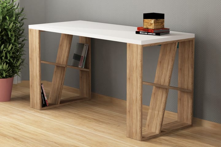Kirjoituspöytä Adong 140 cm - Valkoinen/Vaaleanruskea - Tietokonepöytä
 - Kirjoituspöytä