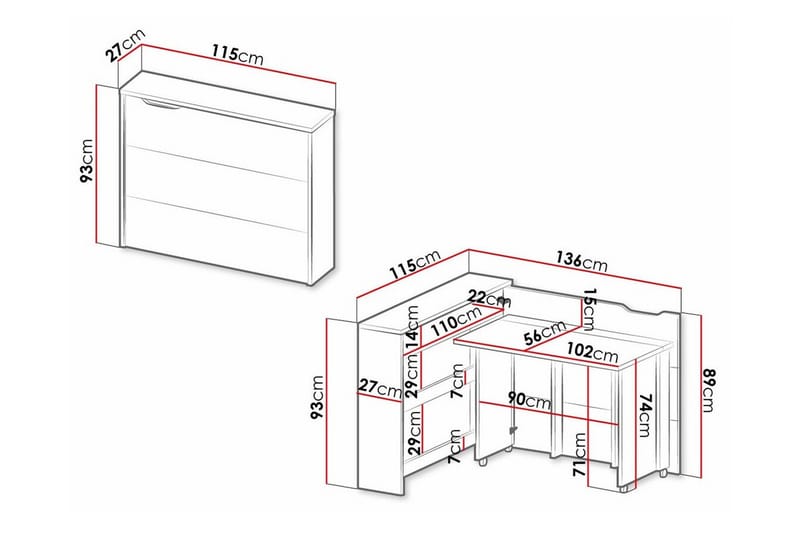 Brown - Huonekalut - Pöytä & ruokailuryhmä - Työpöytä
 - Kirjoituspöytä - Kulmakirjoituspöytä