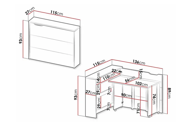 Brown - Huonekalut - Pöytä & ruokailuryhmä - Työpöytä - Kirjoituspöytä - Kulmakirjoituspöytä
