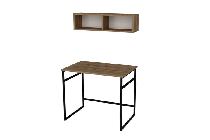 Kirjoituspöytä Buskahult 90 cm Säilytyksellä Seinähylly - Ruskea/Valkoinen/Musta - Tietokonepöytä
 - Kirjoituspöytä