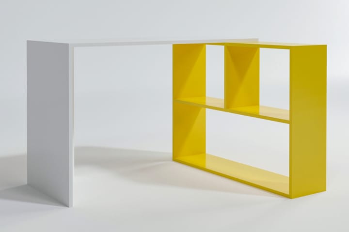 Kirjoituspöytä Canedia 120 cm Säilytyksellä Hyllyt - Valkoinen/Keltainen - Tietokonepöytä
 - Kirjoituspöytä