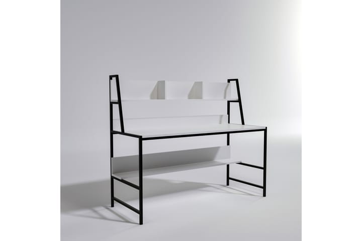 Kirjoituspöytä Demira 140 cm Säilytyksellä Hyllyt - Valkoinen/Musta - Tietokonepöytä
 - Kirjoituspöytä
