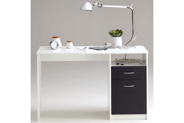 FMD Työpöytä vetolaatikolla 123x50x76,5cm valkoinen ja musta - Valkoinen - Tietokonepöytä
 - Kirjoituspöytä